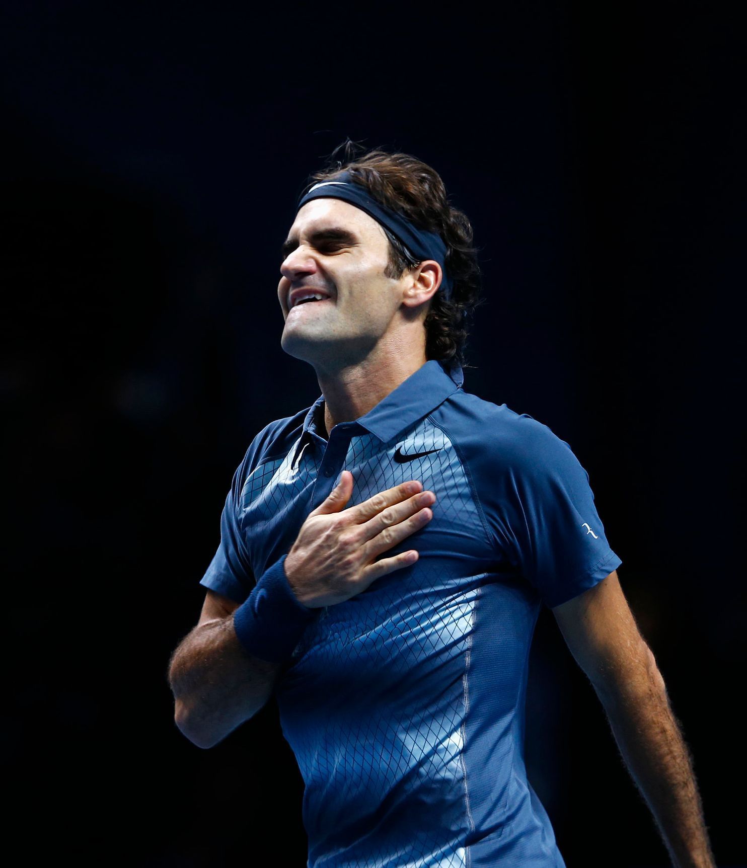 Radost Rogera Federera po výhře nad Del Potrem na Turnaji mistrů