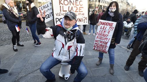 Demonstrace proti vládním opatřením, 31.1.2021, Václavské náměstí, Praha
