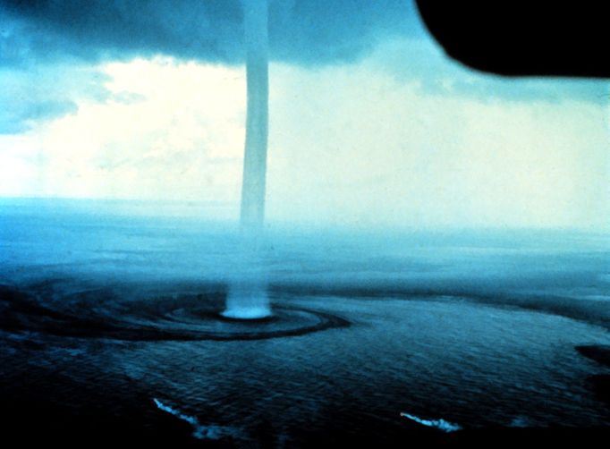 Picture of waterspout off the Florida Keys photographed from an aircraft coming from NOAA.