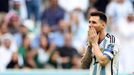 Lionel Messi po neuznaném gólu v zápase Argentina - Saúdská Arábie na MS 2022