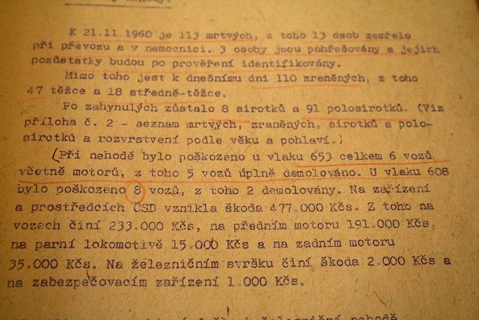 Z protokolu: Takto lze suchými čísly pojmenovat největší železniční neštěstí v historii země.