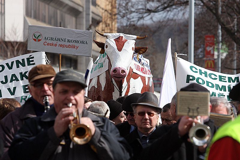 Demonstrace zemědělců v Praze