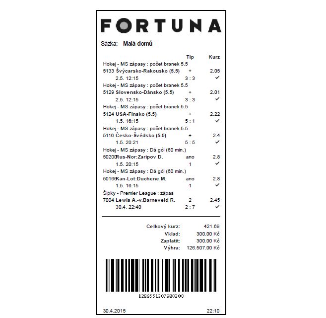 Tiket MS hokej 1 - Fortuna
