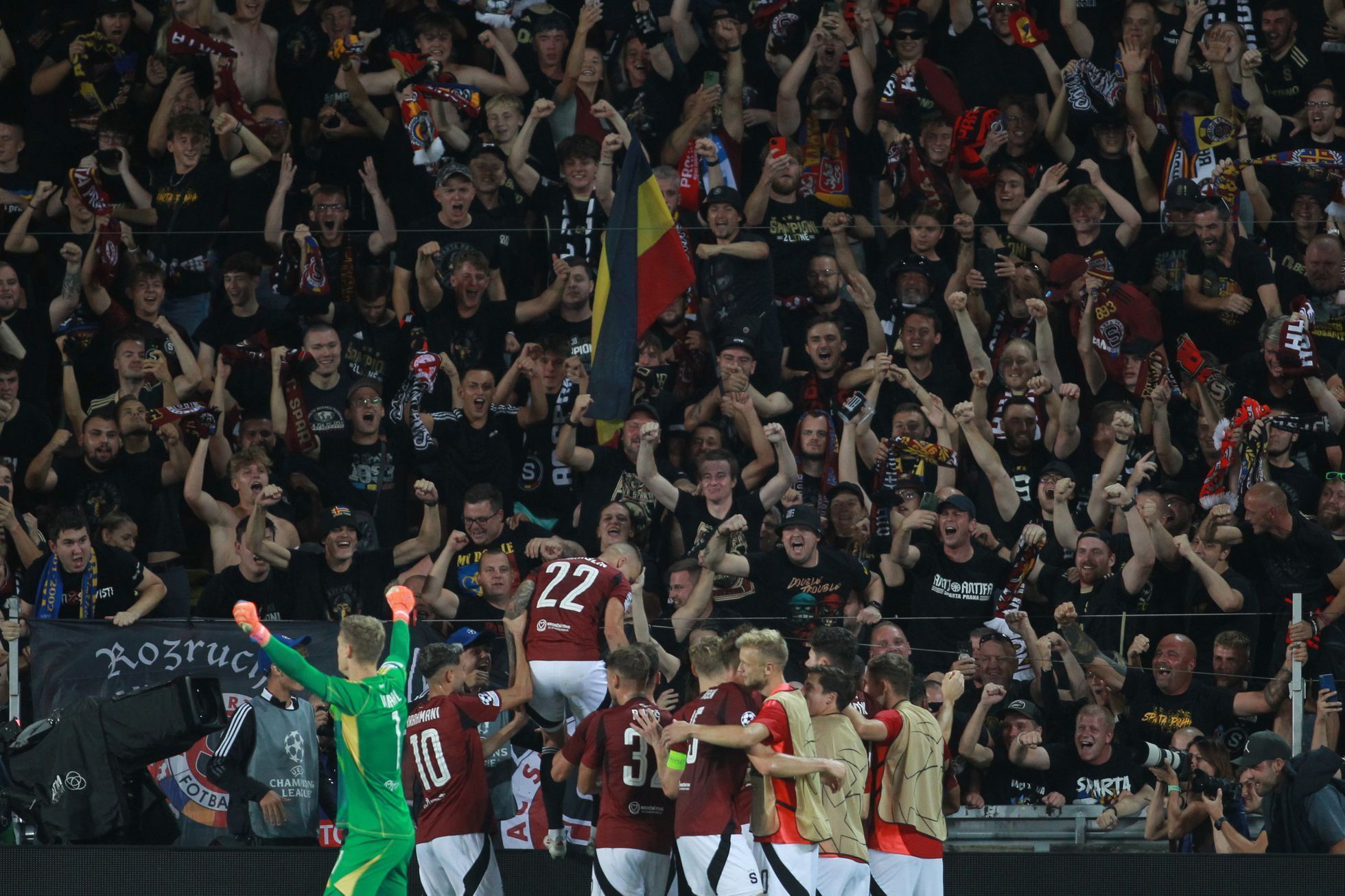 fotbal, Liga mistrů 2024/2025, 4. předkolo, Sparta - Malmö, radost Sparty