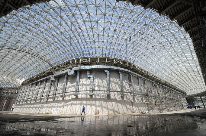 Venues for Sochi 2014 Olympics SOCHI, RUSSIA. At the construction site of the main media centre.