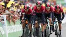 2. etapa Tour de France 2019, týmová časovka: Team Ineos (zleva Egan Bernal, Geraint Thomas, Dylan van Baarle a Gianni Moscon)