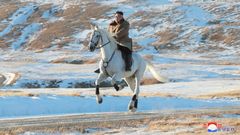 Kim Čong-un zdolal na koni horu Pektusan