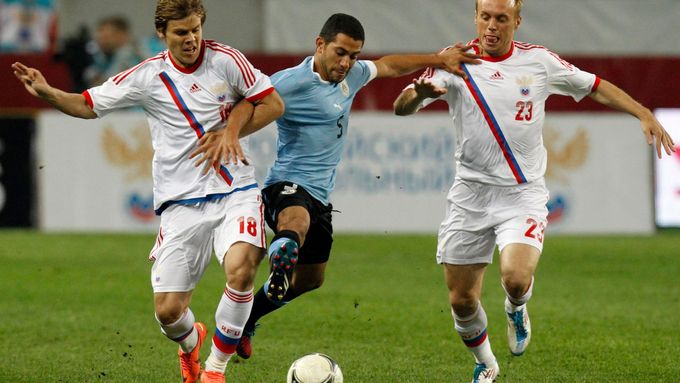 Kokorin v přátelském zápase s Uruguayí