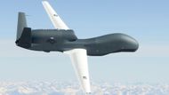 Global Hawk je díky svému tryskovému motoru schopen překonávat extrémní vzdálenosti. Jedná se primárně o průzkumný stroj.