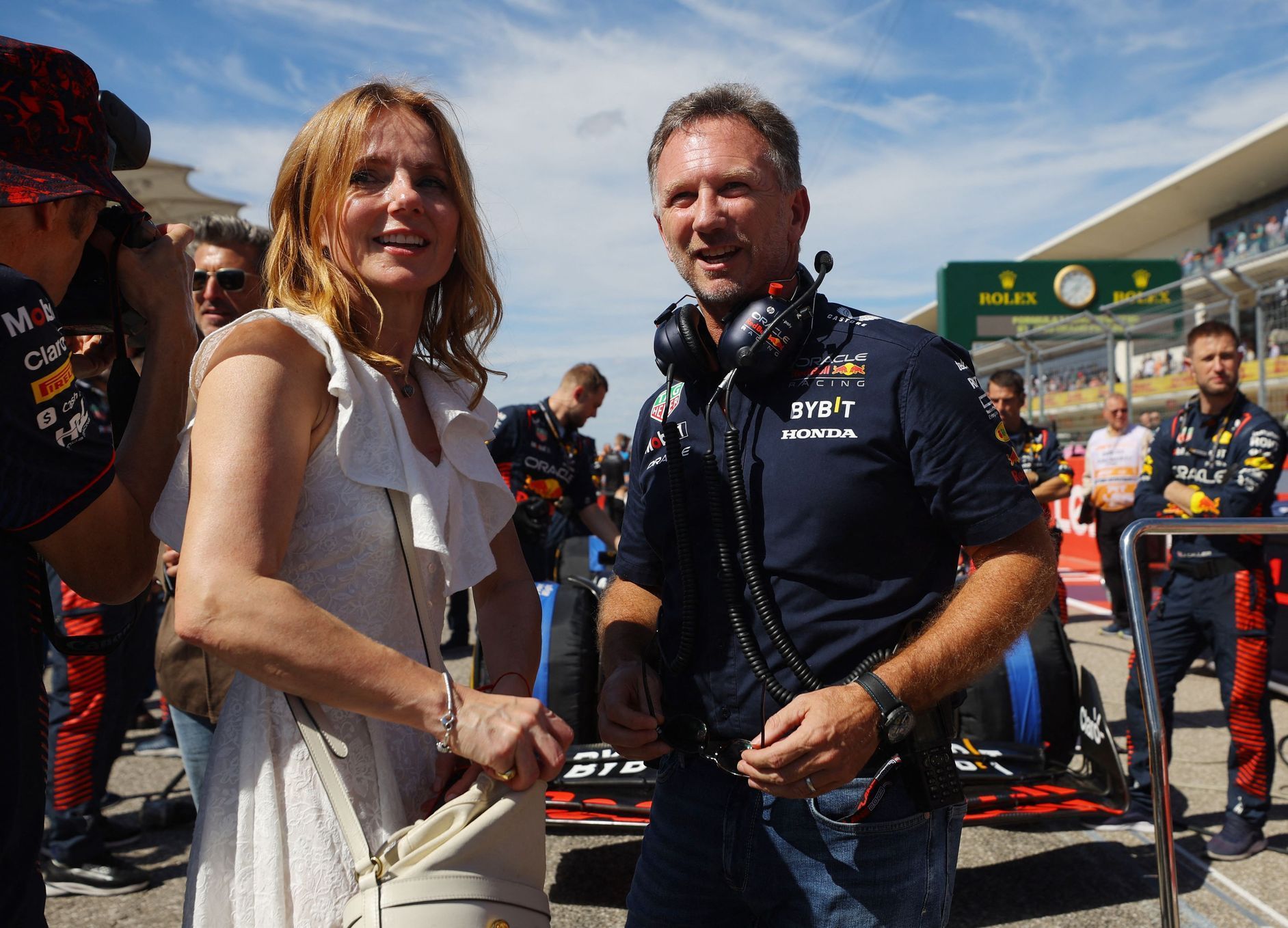 F1, VC USA 2023: Geri Hornerová (Halliwellová) a Christian Horner