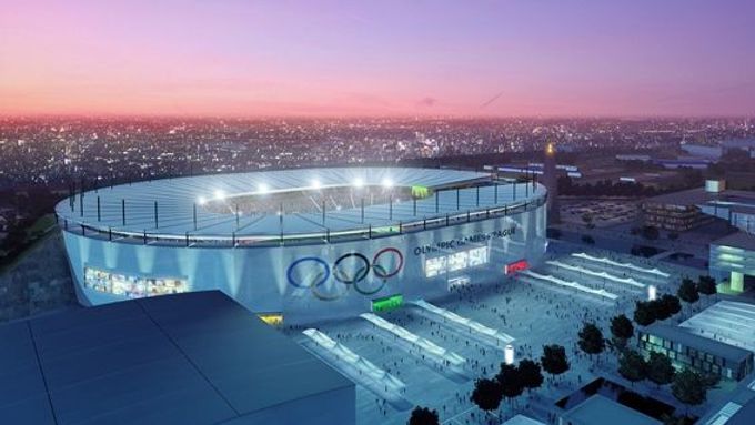 Maketa hlavního olympijského stadionu, který by měl vyrůst v Praze - tedy pokud zde bude olympiáda, o níž se chce hlavní město ucházet.