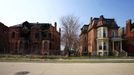 Abandoned brick houses, Detroit, Michigan