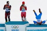 Stojka lyžaře Christofa Innerhofera při oslavě bronzu na OH v Soči také utkvěla v paměti fotografů Reuters.