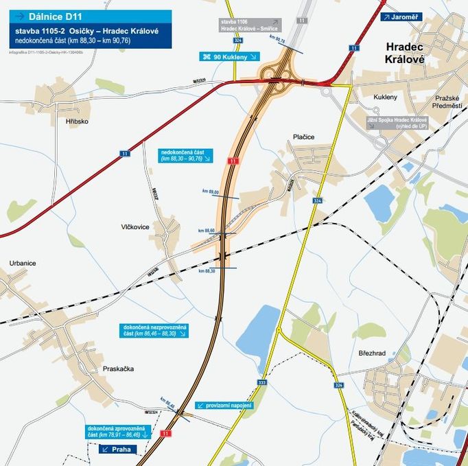 Dostavba dálnice D11 u Hradce Králové
