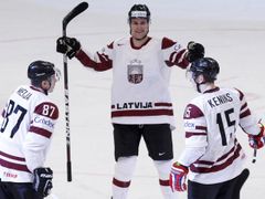 MS v hokeji 2012: Lotyšsko - Itálie (radost, Lotyšsko)