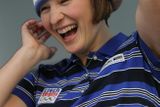 Biatlonistka Veronika Vítková při zkoušce čepice