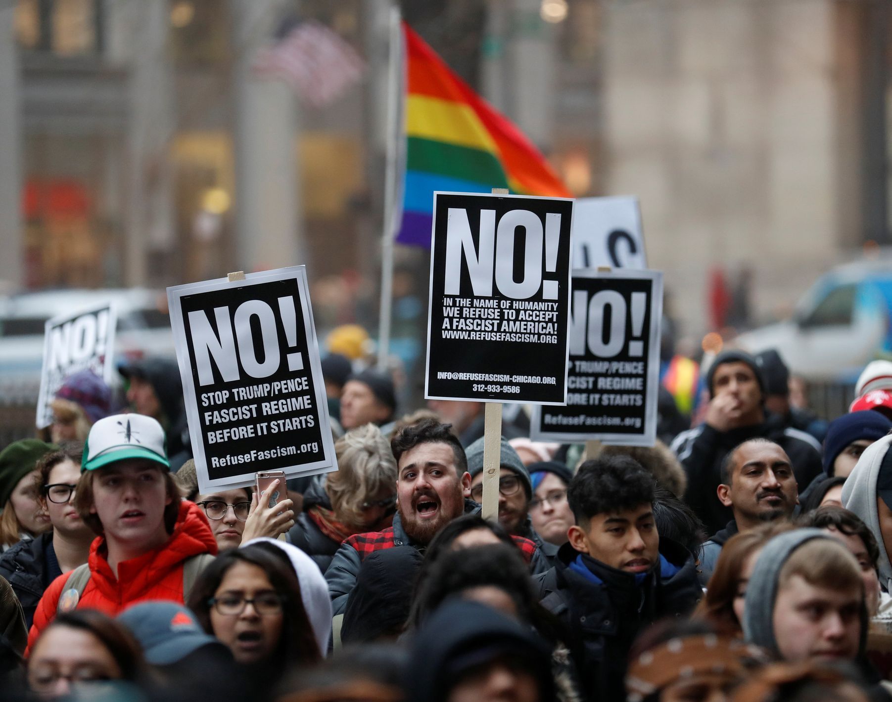 Protesty proti Trumpovi v Chicagu, leden 2017