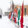 Zasněžený Davos před začátkem Světového ekonomického fóra.
