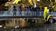 Členové britské armády pochodují přes Saint James's Park