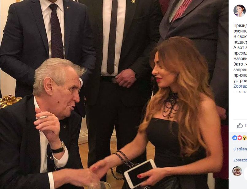 Taťána Popová s prezidentem Milošem Zemanem.