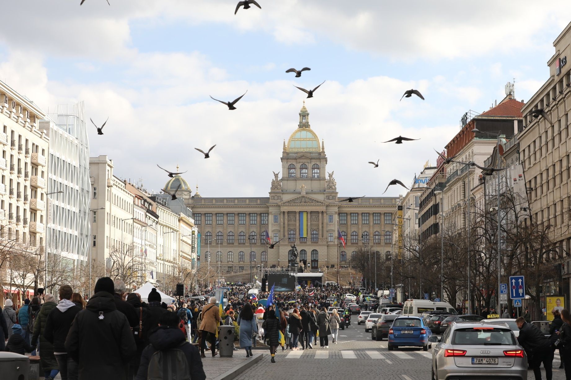 Demonstrace na Václavském náměstí.