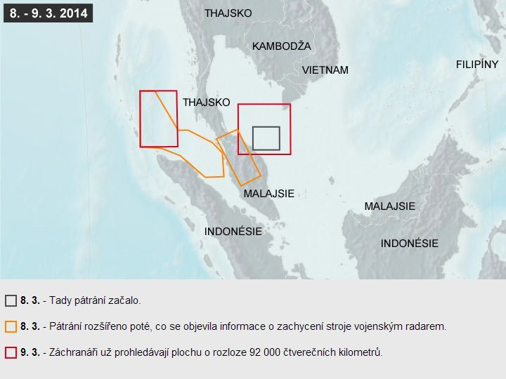 Grafika k pátrání po letu MH370