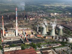 Ocelárna Mittal Steel Ostrava z ptačí perspektivy.