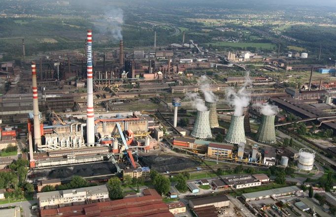 Ocelárna Mittal Steel Ostrava z ptačí perspektivy.