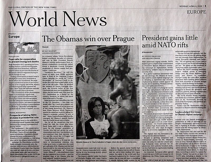 Zahraniční tisk po návštěvě Baracka Obamy v Praze