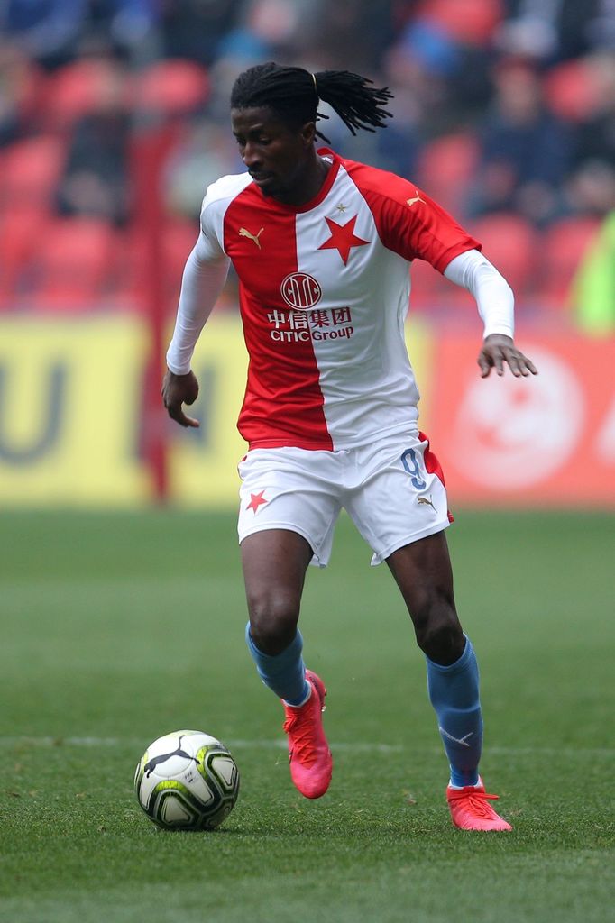 Peter Olayinka v zápase 22. kola Slavia - Opava