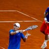 Čeští tenisté Radek Štěpánek a Tomáš Berdych při čtyřhře v semifinále Davis Cupu