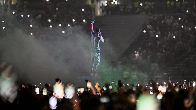 Travis Scott v Praze mimo jiné spojil tracky No Bystanders a Fein. Foto: Gareth Cattermole