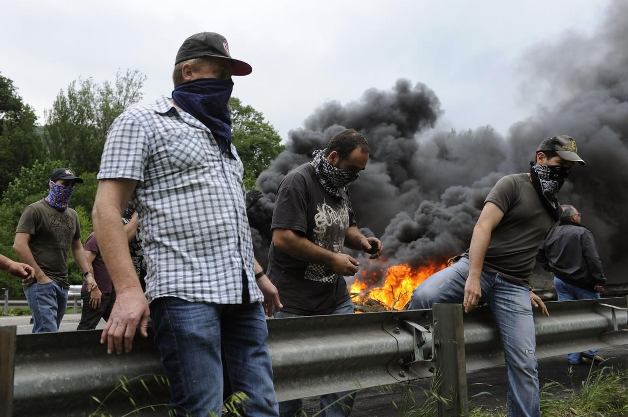 Obrazem: Protesty horníků ve Španělsku