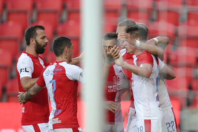 Slávistická radost v zápase 5. kola FL Slavia - Liberec