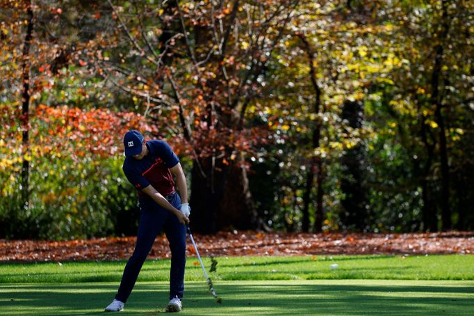 Golf - The Masters - Augusta National Golf Club - Augusta, Georgia, U.S. - November 12, 2020 Jordan Spieth of the U.S. in action on the 11th during the first round REUTER