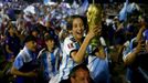 Soccer Football - Fans in Buenos Aires celebrate after winning the World Cup - Buenos Aires, Argentina - December 19, 2022 Fans gather outside of the Association of Argen