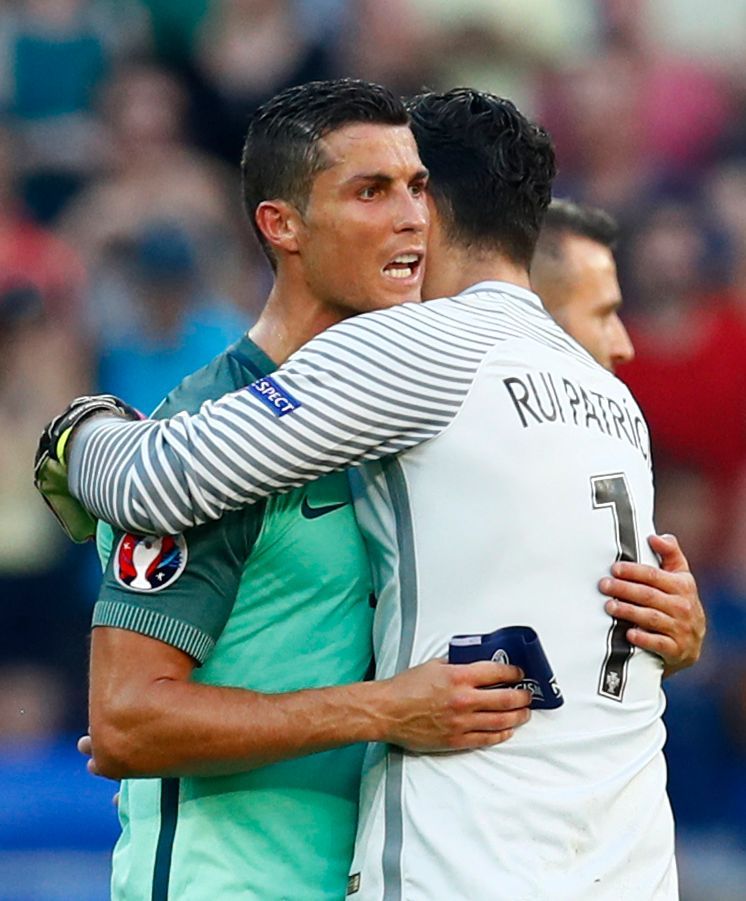 Portugal's Cristiano Ronaldo with Rui Patricio after the match