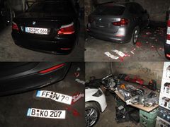 Ukradená auta z Německa, která policie objevila v polské garáži nedaleko hranic.