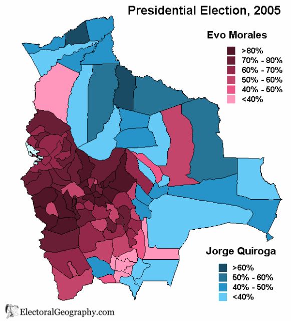 Volební mapa, Bolívie