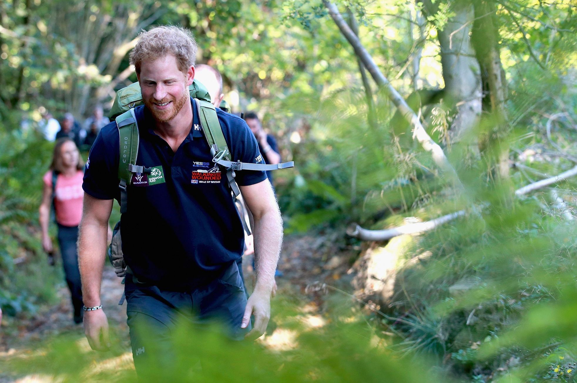 Britain's Prince Harry walks the route to Ludlow with Walking with the Wounded's Walk of Britain team in Ludlow