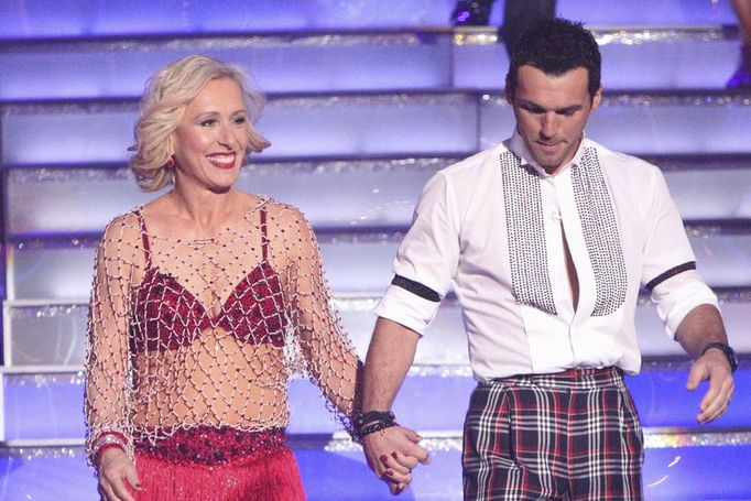 Momentka z vysílání ABC: Martina Navrátilová v Dancing with the Stars