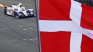 Kazuki Nakajima of Japan drives his Toyota TS 030 Hybrid Number 7 as a Danish flag is flown at half-mast during the Le Mans 24-hour sportscar race in Le Mans, central Fra