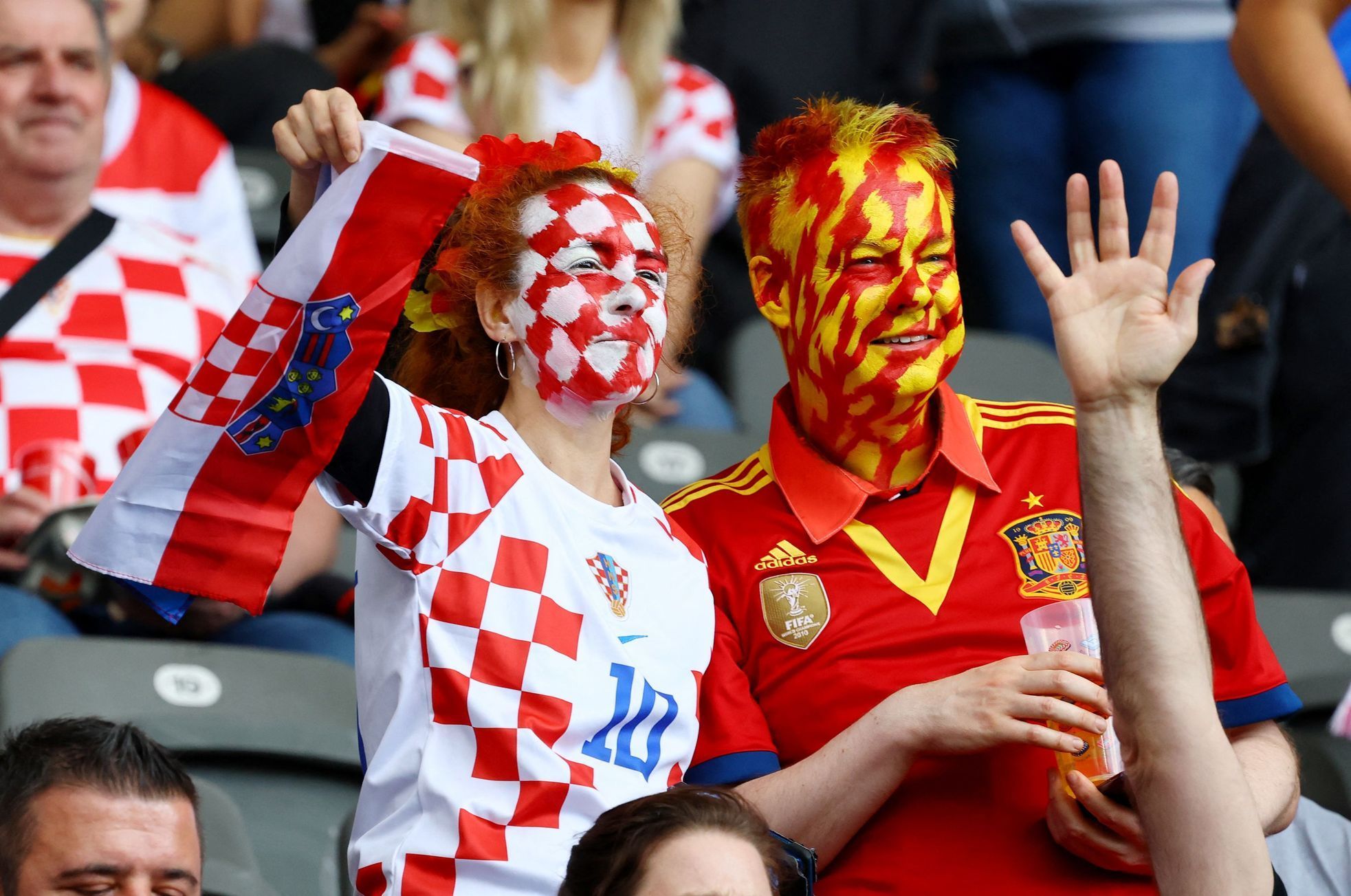Fanoušci na Euru 2024: Chorvatsko a Španělsko