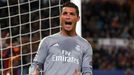 Real Madrid's Cristiano Ronaldo reacts during the match against AS Roma.