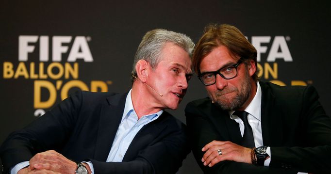 Jupp Heynckes a Jürgen Klopp před vyhlášením ankety Zlatý míč