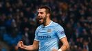 Alvaro Negredo z Manchesteru City slaví gól proti CSKA Moskva