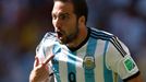 MS 2014, Argentina-Belgie: Gonzalo Higuain (9) slaví gól