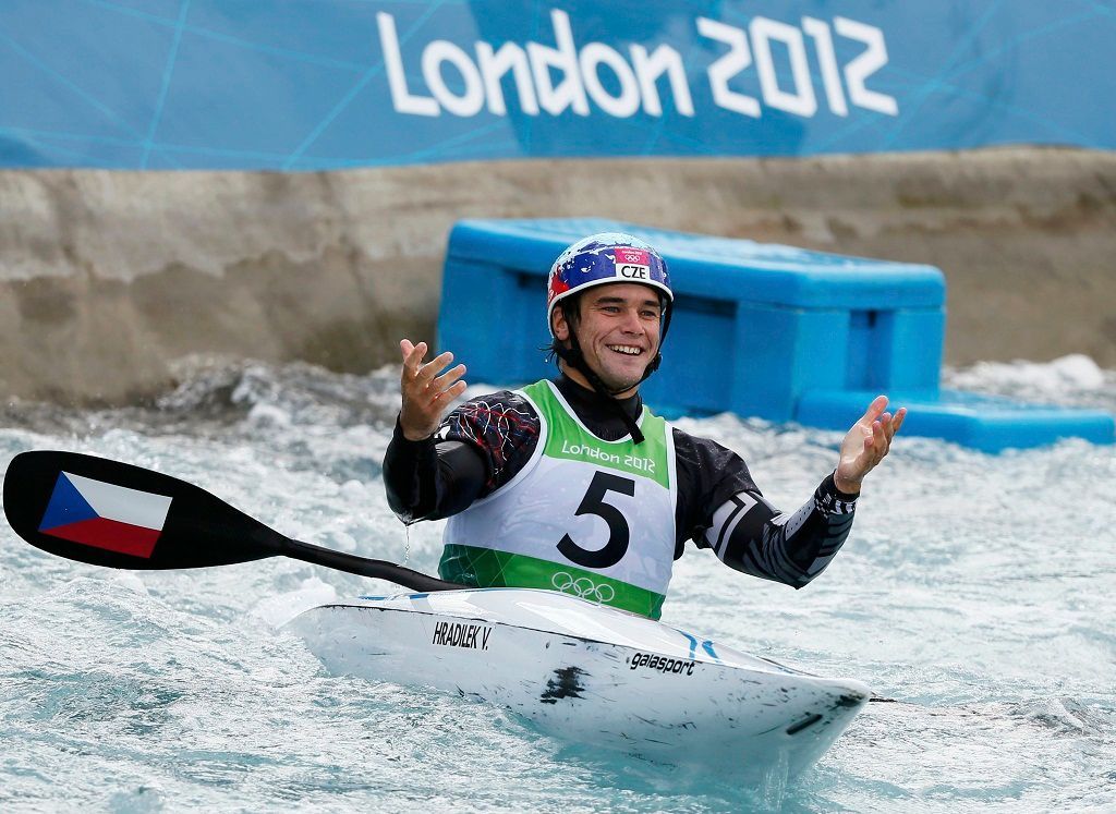 Vavřinec Hradilek a jeho radost, finále kajakářů na olympiádě v Londýně 2012