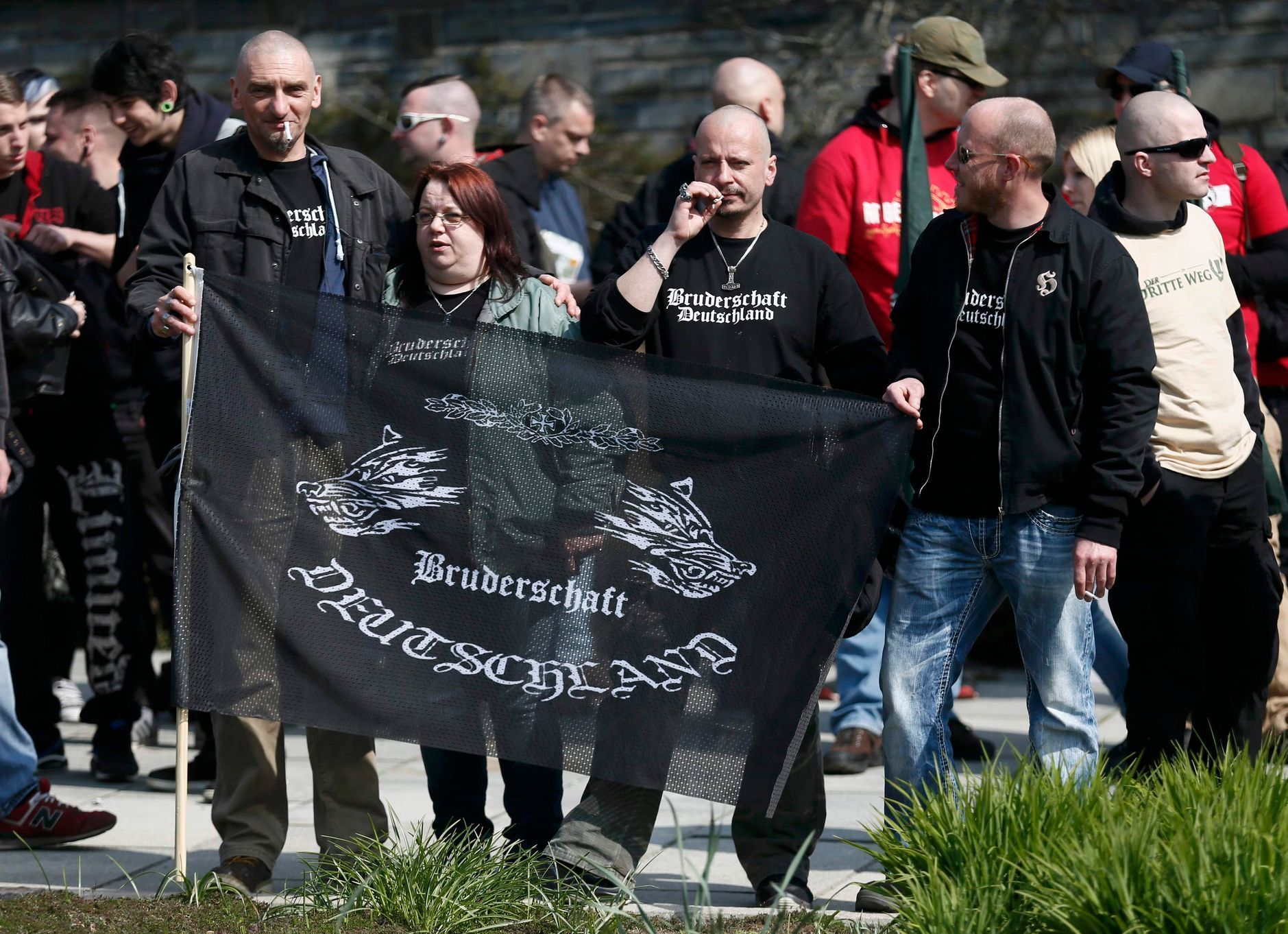 Right-wing protestors stage a demonstration in the town in Plauen