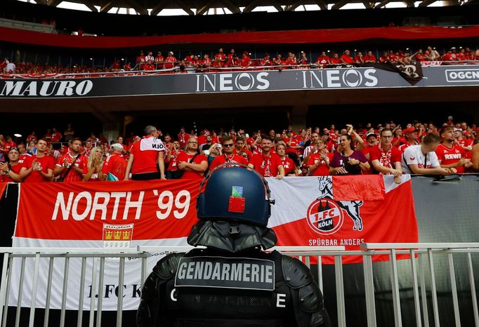 Soccer Football - Europa Conference League - Group D - OGC Nice v Cologne - Allianz Riviera, Nice, France - September 8, 2022 Police force take position in front of fans